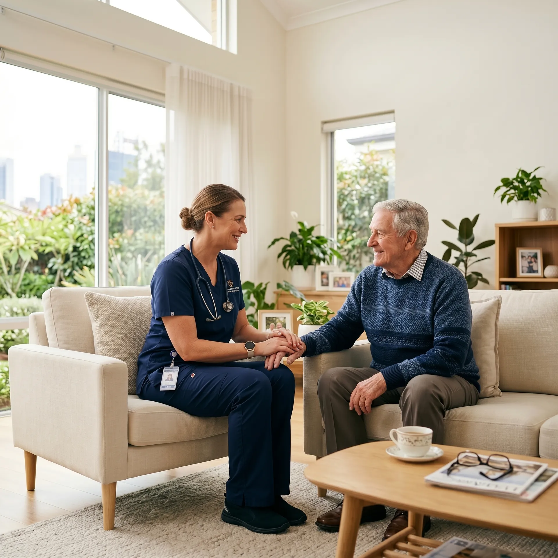 Registered nurse providing compassionate in-home care to an elderly patient in Perth, WA — The Nurse Who Knows You